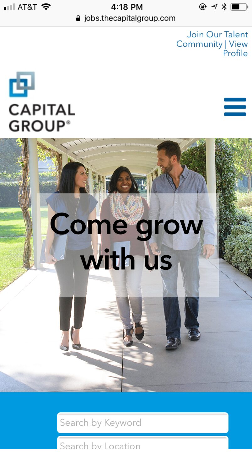 Careers site, mobile