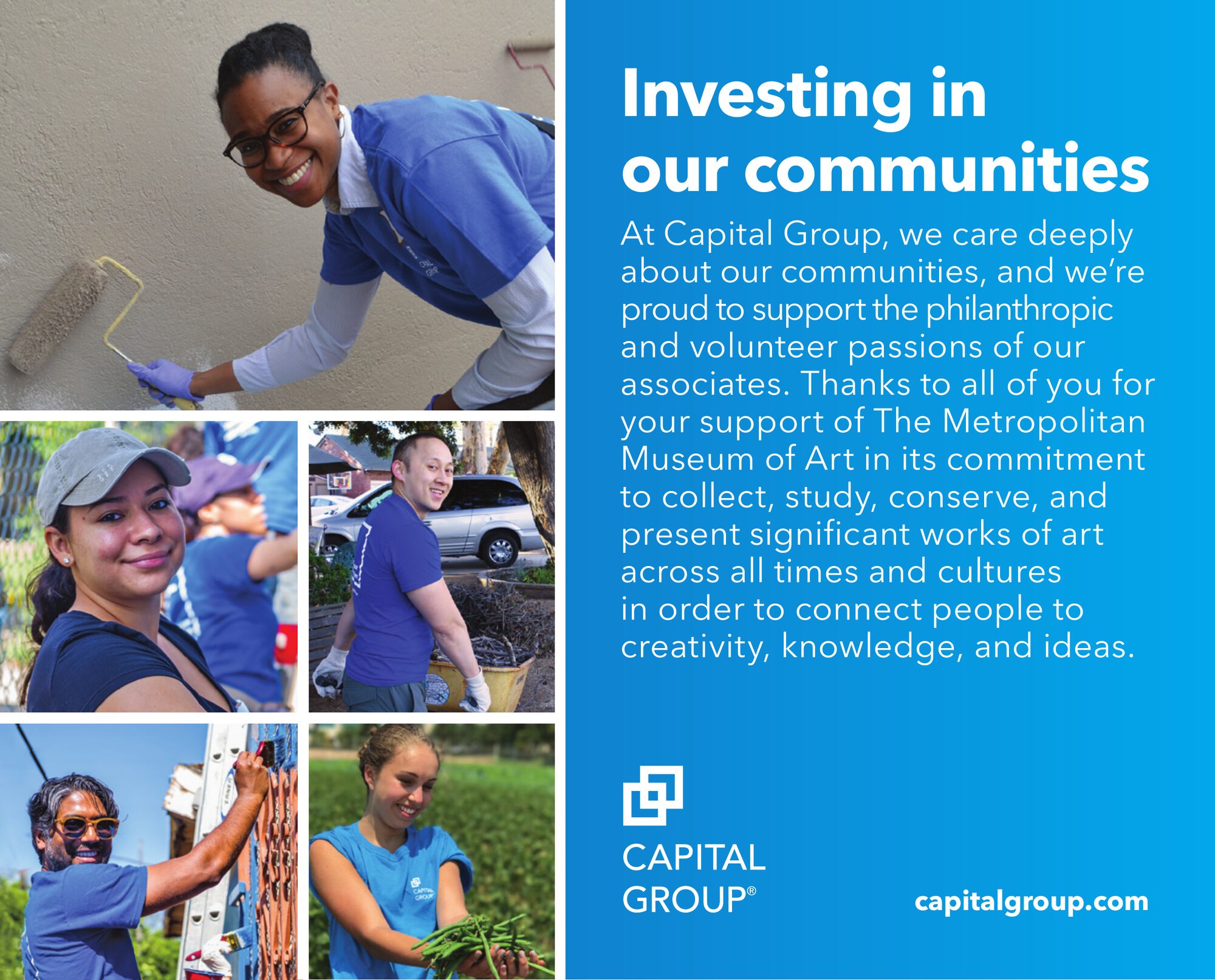 Investing in our communities. Metropolitan Museum tribute ad.