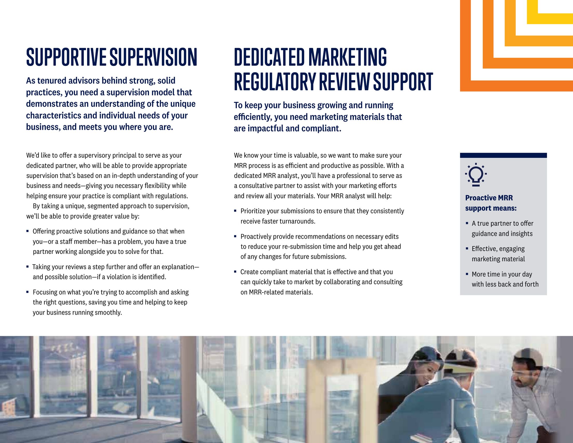 Supervision and marketing review support