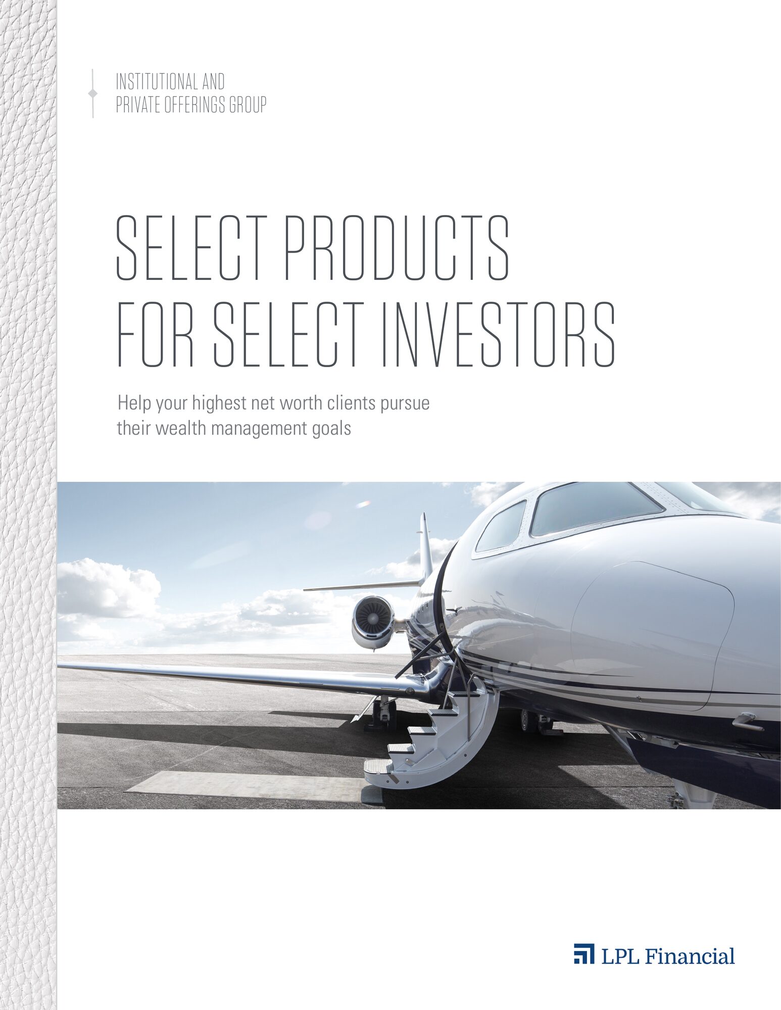 Select Products for Select Investors. Brochure cover.