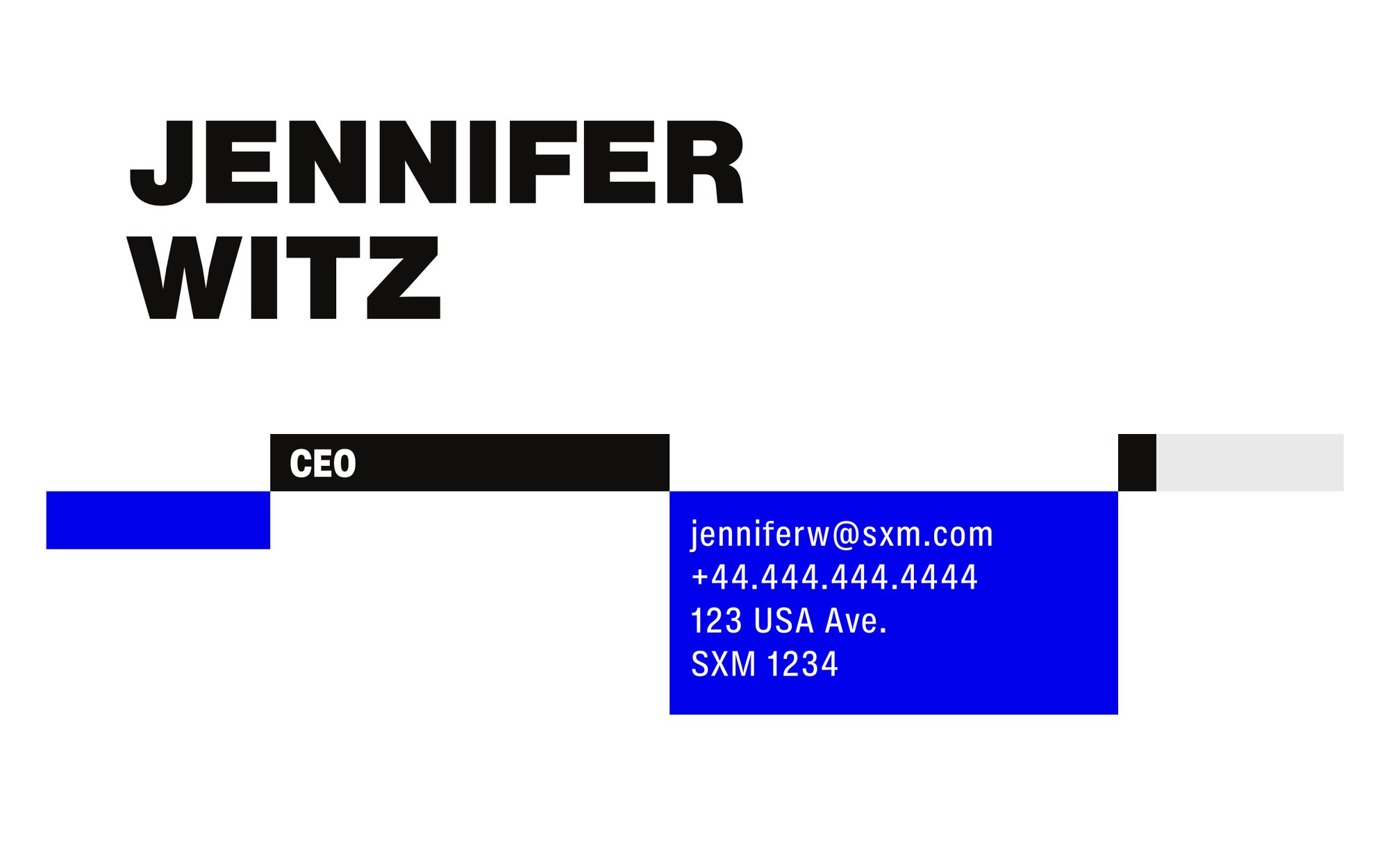 Business card, front