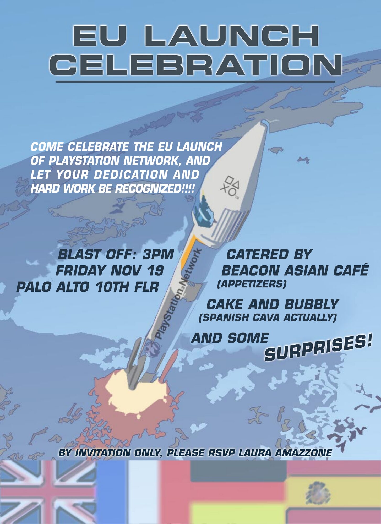 EU launch celebration poster for the Sony team