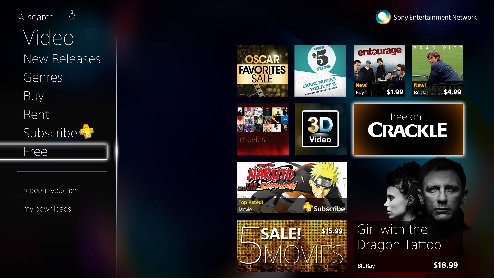 Movies menu