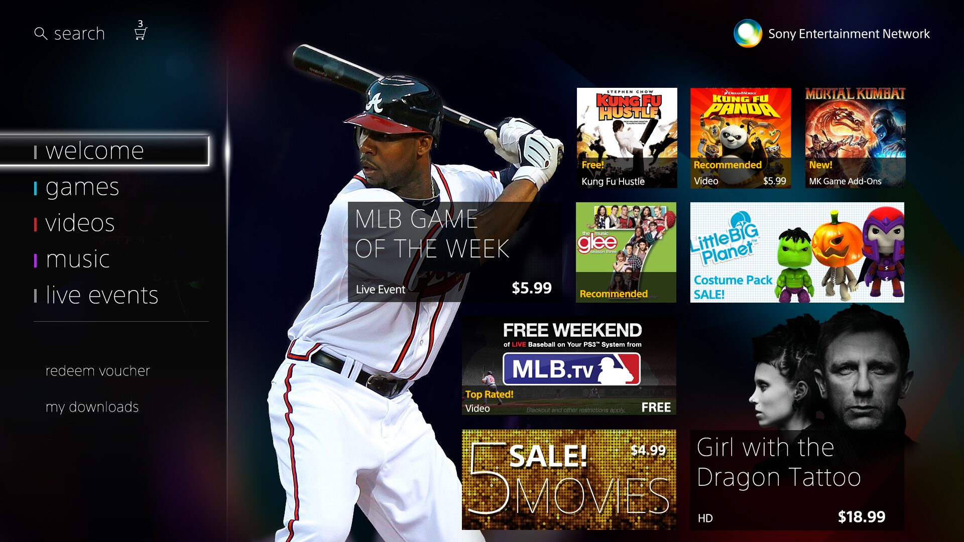 Home screen, sports feature