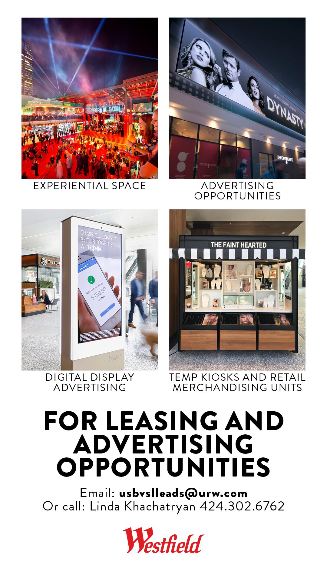 Leasing. Eye-level screen.